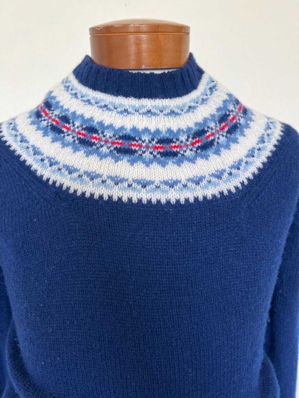 80's L.L.Bean Shetland Wool Fair Isle Sweater - Navy - Size 36 - Picture 9 of 13